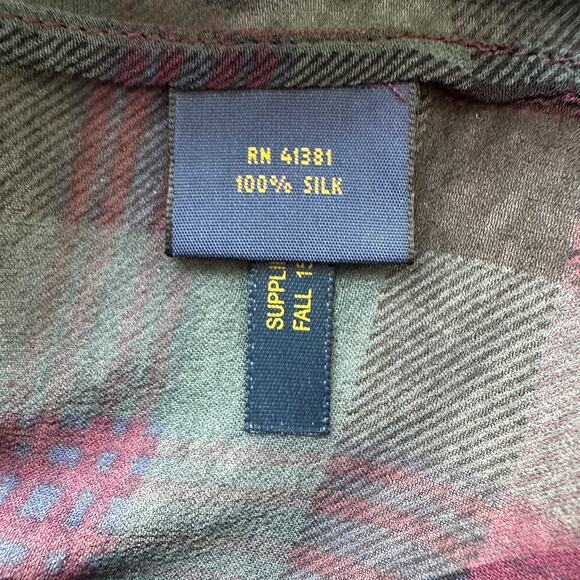 NWT Polo Ralph Lauren Silk Sheer Purple Green Plaid Shirt Blouse Size M - Picture 9 of 10